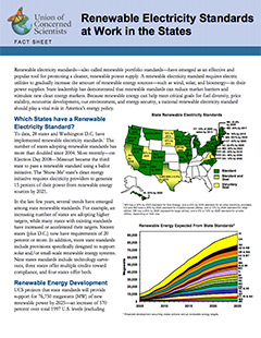Renewable Electricity Standards at Work in the States fact sheet cover