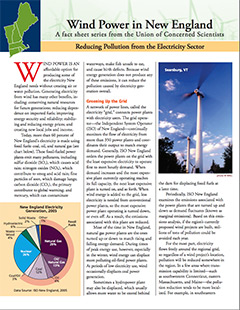 Wind Power in New England fact sheet cover