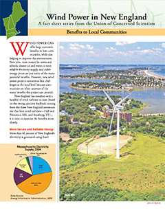 Wind Power in New England - Benefits to Local Communities fact sheet cover