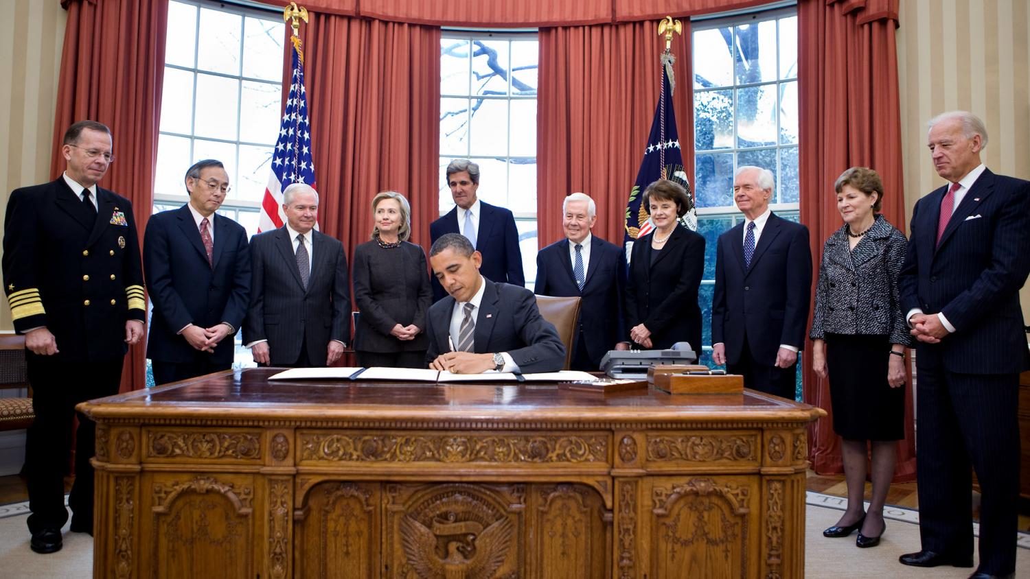 President Barack Obama signing the START treat