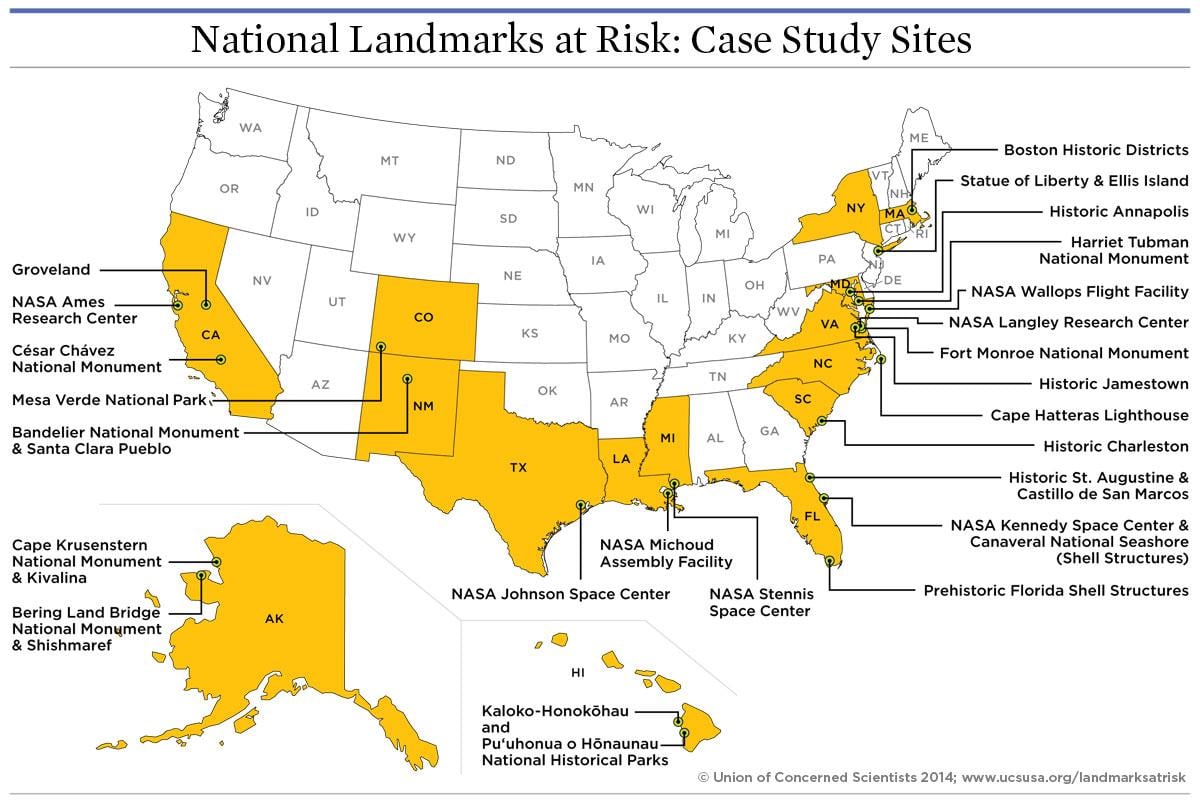 A map showing case study sites