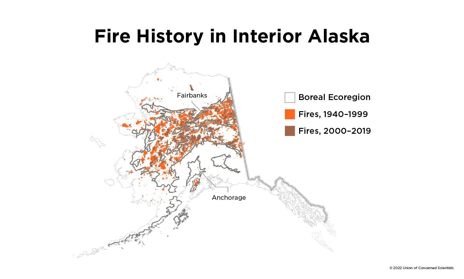 graphic of fire history of Alaska from 1940-2019