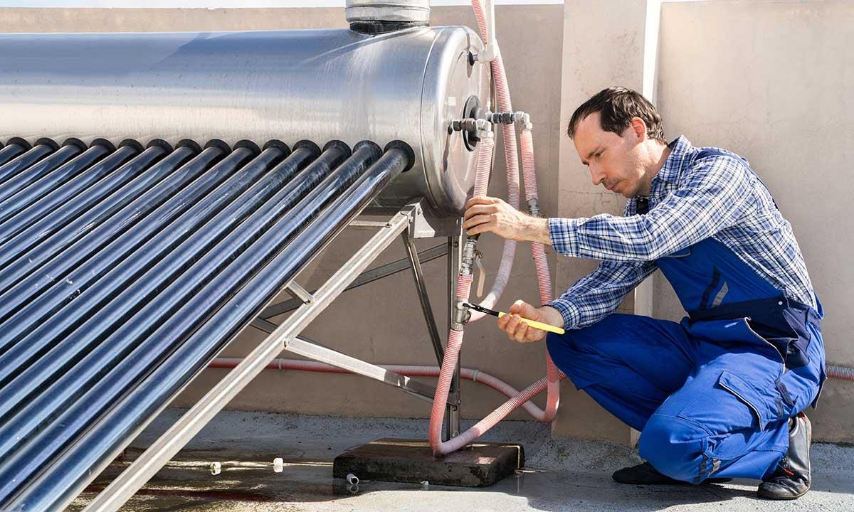 A plumber and a solar water heater