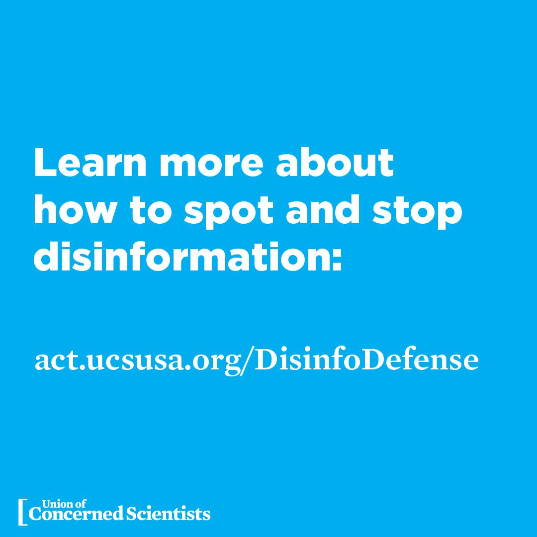 disinfo meme pointing to UCS action page