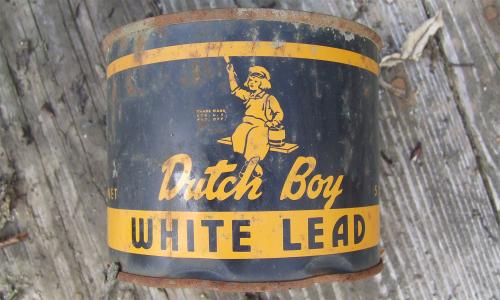 Old can of paint containing lead