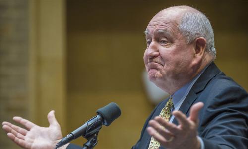 Agriculture Secretary Sonny Perdue making a shrugging gesture
