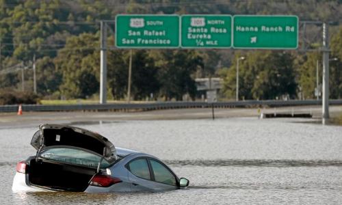 A submerged car