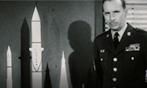 Historic Air Force video still with nuclear missiles